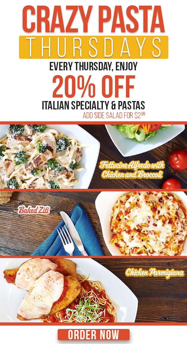 Italian specialty & pasta entrees (Thursday special)