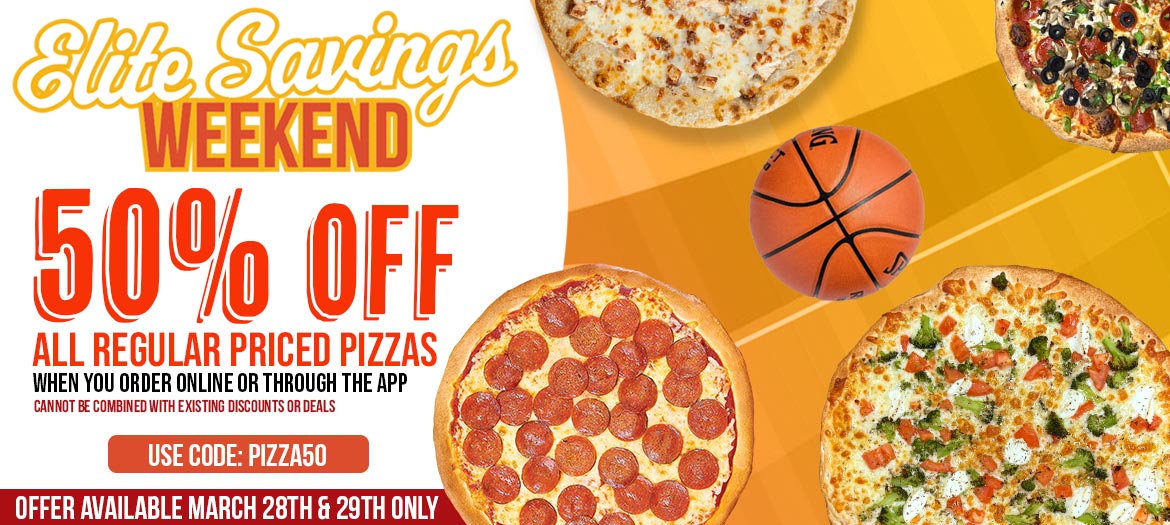 Get 50% Off Any Regular Priced Pizza.