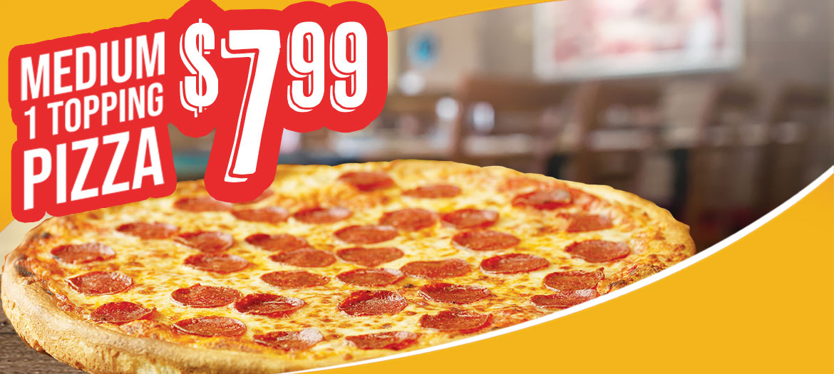 Medium 1 Topping Pizza $7.99