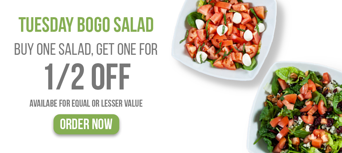 Buy one, Get one Salad 50% OFF