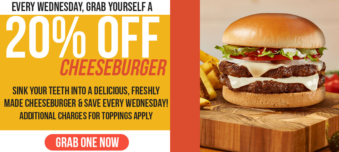 Every Wednesday Cheeseburger 20% Off